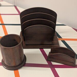 Wood Desk Organizer Set